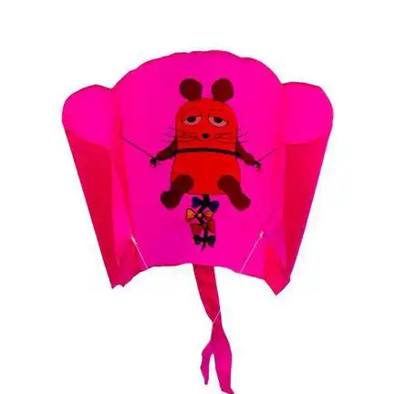 Elliot Einleiner-Drachen/Kinderdrachen (Mini-Eddy/1-Leiner) rtf (flugfertig) Maulwurf mit Schaufel grün/bunt 30 x 30 cm