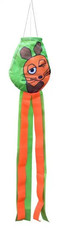 kleiner Windsack (Windfänger) - fröhliche Windrabauken Maus 16 cm x 14 cm x 60 cm grün