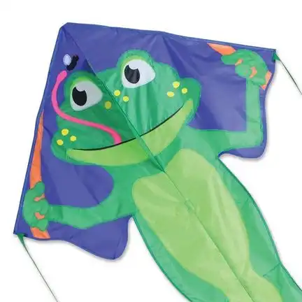 Premier Kites Delta Large Easy Flyer Kite - Einleiner-Drachen/Kinderdrachen (1-Leiner) rtf (flugfertig) Hungry Frog 117 cm x 229 cm grün/blau