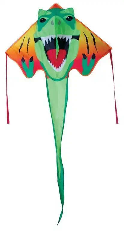 Premier Kites Delta Large Easy Flyer Kite - Einleiner-Drachen/Kinderdrachen (1-Leiner) rtf (flugfertig) T-Rex 117 cm x 229 cm grün