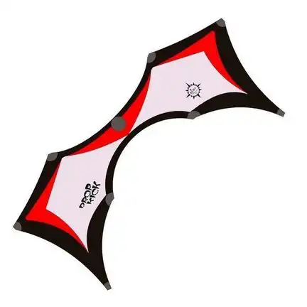Elliot DropKick 2.5 - Vierleiner-Lenkdrachen/Stabdrachen (4-Leiner) rtf (flugfertig) 245 cm x 98 cm Cfk-Rohr 3 mm - Dynamics D20 schwarz/grau/rot