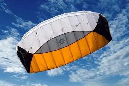 11111Elliot Sigma Spirit 1.5  Zweileiner-Lenkdrachen (Lenkmatte/Parafoil/2-Leiner) rtf (flugfertig) 140 cm x 50 cm schwarz/weiß/orange