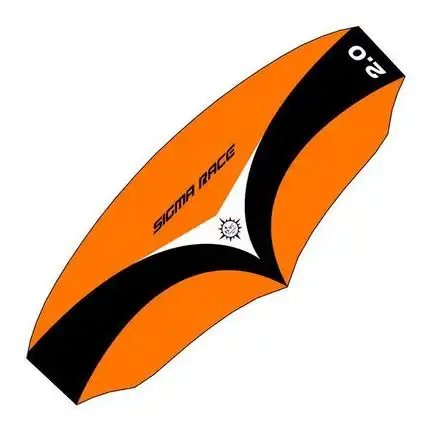 Elliot Sigma Race 2.0  Dreileiner-Lenkdrachen (Lenkmatte/Parafoil/Trainerkite/3-Leiner) rtf (flugfertig) inkl. Controlbar 258 cm x 103 cm schwarz/weiß/orange