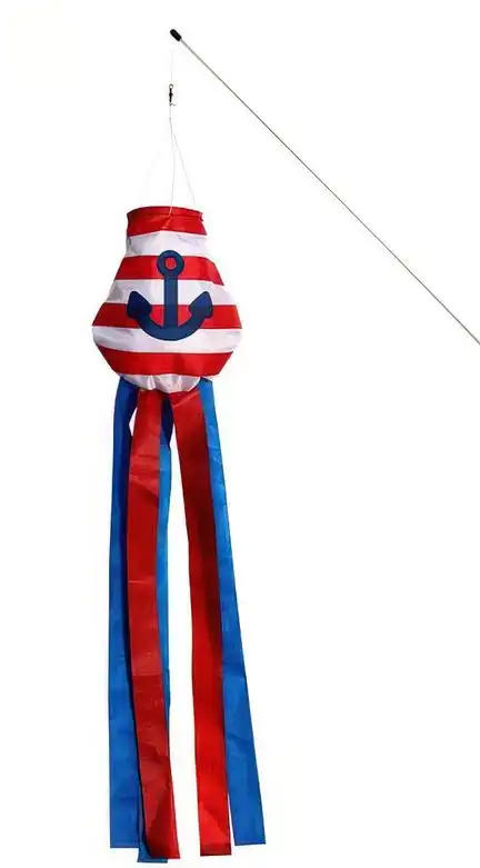 kleiner Windsack (Windfänger) - fröhliche Windrabauken Meer & Mehr 16 cm x 14 cm x 60 cm rot/weiß
