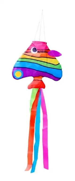 kleiner Windsack (Windfänger) - fröhliche Windrabauken Ronny Regenbogenfisch 16 cm x 14 cm x 60 cm bunt
