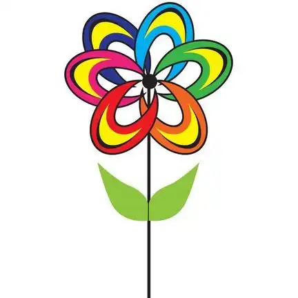 11111Windrad/stehendes Windspiel Blume Magic Fantasy Rotordurchmesser 38 cm x 93 cm rainbow