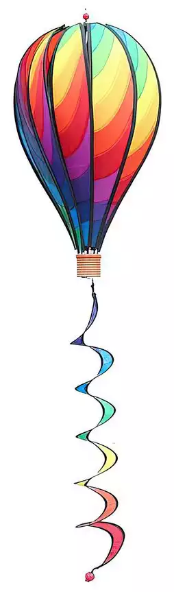 11111Windspiel hängend - Balloon - Wave 50 x 28 cm (Ballon) 5 x 5.5 cm (Korb) 10 x 65 cm (Spirale) rainbow