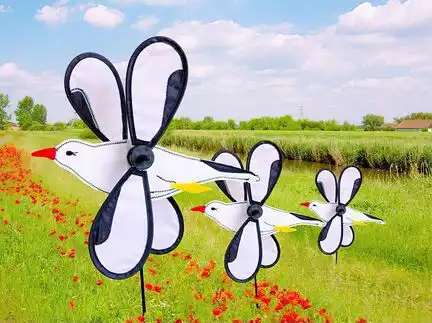 Windspiel stehend - Möwe 43 cm x 38 cm x 55 cm Höhe 70 cm weiß/schwarz 