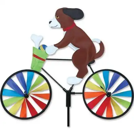Windspiel stehend - Hund auf Fahrrad Ø 18 cm 50 cm x 48 cm Höhe 105 cm rainbow