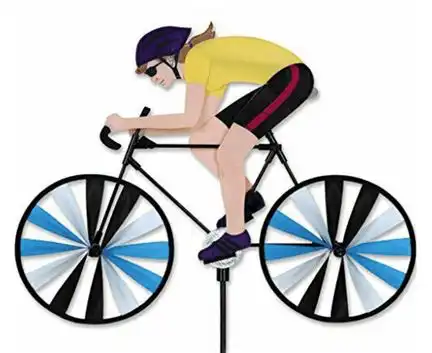 Windrad/stehendes Windspiel 22 in. Bike Spinner Radfahrerin/Road Bike Lady Ø 21 cm 55 cm x 43 cm Höhe 105 cm