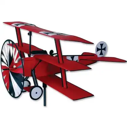 Windspiel stehend - Flugzeug Fokker Tri-Plane Ø 30 cm 76 cm x 84 cm rot