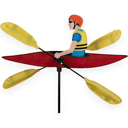 11111Windspiel stehend - Kajakfahrer Ø 52 cm 50 cm x 21 cm rot/gelb 