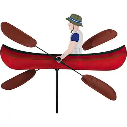 11111Windspiel stehend - Kanufahrer Ø 32 cm 48 cm x 21 cm rot 