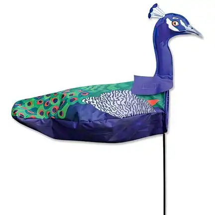 Windsack (Leinenschmuck/Windfänger) Pfau 34 cm x 55 cm Höhe 71 cm blau/grün
