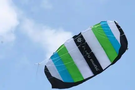 Elliot Sigma Fun 2.0  Zweileiner-Lenkdrachen (Lenkmatte/Parafoil/2-Leiner) rtf (flugfertig) inkl. Controlbar 200 cm x 66 cm weiß/blau/grün