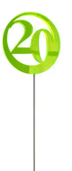 Sonnenfänger Lichtzauber - Jubiläumszahl/Jahreszahl "20" rot 6 cm inkl. 25 cm Stab