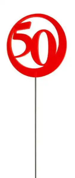 Sonnenfänger Lichtzauber - Jubiläumszahl/Jahreszahl "50" rot 6 cm inkl. 25 cm Stab