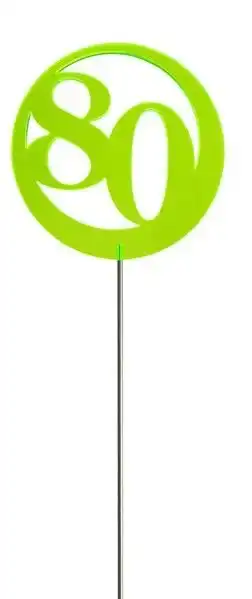Sonnenfänger Lichtzauber - Jubiläumszahl/Jahreszahl "80" grün 6 cm inkl. 25 cm Stab