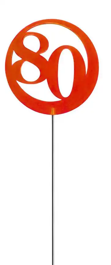 Sonnenfänger Lichtzauber - Jubiläumszahl/Jahreszahl "80" rot 6 cm inkl. 25 cm Stab