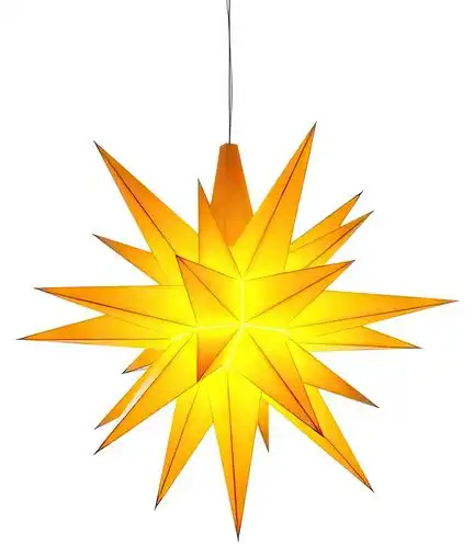 11111Herrnhuter Stern A1e Ø 13 cm Kunststoffstern inkl. LED - gelb Wunderschöner und sehr hochwertiger Weihnachtsstern für Innen und Außen - das Original mit 25 Zacken