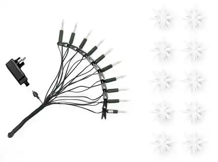 Herrnhuter Sternenkette / Lichterkette mit 10 Sternen Ø 13 cm Kunststoffstern - weiß LED Wunderschöne und sehr hochwertige Weihnachtsstern-Lichterkette für Innen und Außen - das Original mit 25 Zacken