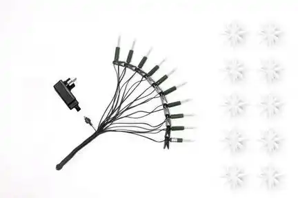 Herrnhuter Sternenkette / Lichterkette mit 10 Sternen Ø 13 cm Kunststoffstern - weiß LED Wunderschöne und sehr hochwertige Weihnachtsstern-Lichterkette für Innen und Außen - das Original mit 25 Zacken