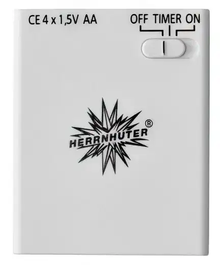 Herrnhuter Sterne Batteriehalter mit Timer inkl. 4 Mignon AA Batterien für 1 Stern oder 1 - 3 Miniatursterne (A1e / A1b / I1) (nur für den Innenbereich)