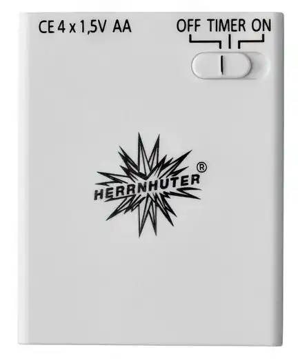 Herrnhuter Sterne Batteriehalter mit Timer inkl. 4 Mignon AA Batterien für 1 Stern oder 1 - 3 Miniatursterne (A1e / A1b / I1) (nur für den Innenbereich)