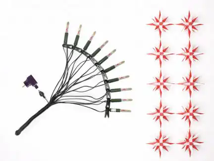 Herrnhuter Sternenkette / Lichterkette mit 10 Sternen Ø 13 cm Kunststoffstern - rot / weiß LED Wunderschöne und sehr hochwertige Weihnachtsstern-Lichterkette für Innen und Außen - das Original mit 25 Zacken