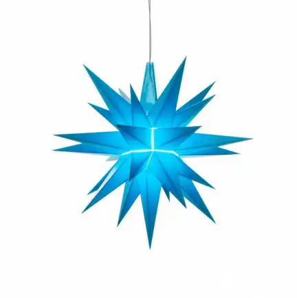 Herrnhuter Stern A1e Ø 13 cm Kunststoffstern inkl. LED - blau Wunderschöner und sehr hochwertiger Weihnachtsstern für Innen und Außen - das Original mit 25 Zacken
