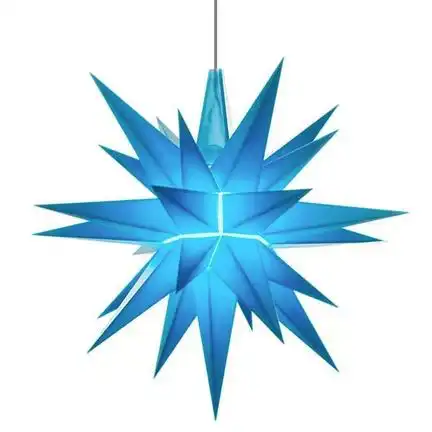 Herrnhuter Stern A1e Ø 13 cm Kunststoffstern inkl. LED - blau   Wunderschöner und sehr hochwertiger Weihnachtsstern für Innen und Außen - das Original mit 25 Zacken