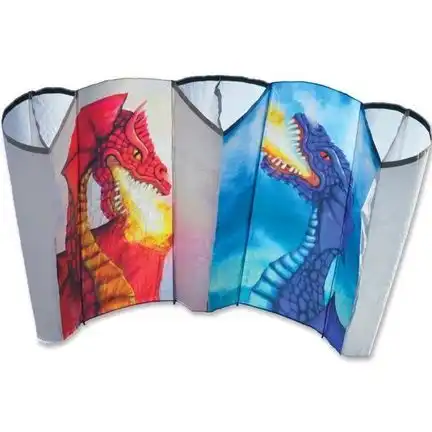 Premier Kites Power Sled 24 Kite - Sun & Moon Dragons stabloser Einleiner-Lenkdrachen (Lifter/1-Leiner) KITE ONLY - 113 cm x 242 cm Gfk-Gestänge rot/weiß/blau