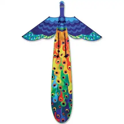 11111Premier Kites 3D-Einleiner-Drachen/Kinderdrachen (1-Leiner) rtf (flugfertig) Peacock/Pfau 128 cm x 197 cm Polyestertuch mit Druck Gfk-Gestänge bunt