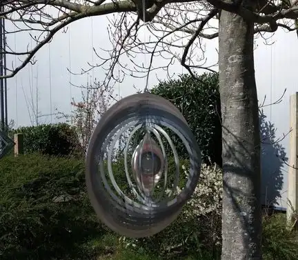 11111Elliot - Metallwindspiel hängend Edelstahl-Kreis groß 35 cm 