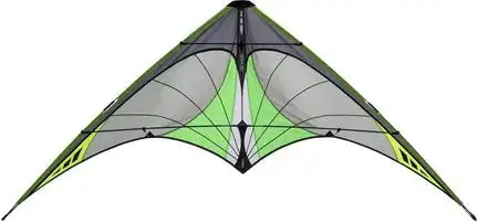 Prism Nexus 2.0 Graphite Zweileiner-Lenkdrachen/Stabdrachen (2-Leiner) rtf (flugfertig) 152 cm x 78 cm Cfk-Gestänge anthrazit/grau/grün