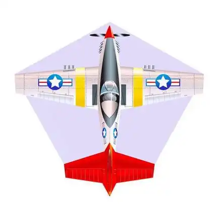 11111X-Kites Mini Mylar Kites - Einleiner-Drachen/Kinderdrachen (1-Leiner) rtf (flugfertig) Flugzeug P51 10 cm x 10 cm grau/silber