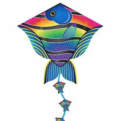 11111X-Kites DLX Diamond Einleiner-Drachen/Kinderdrachen (Eddy/1-Leiner) rtf (flugfertig) Reef Fisch 67 cm x 63 cm bunt