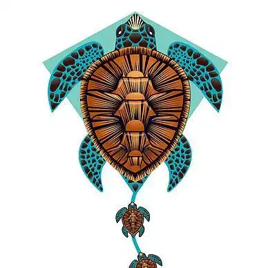 X-Kites DLX Diamond Einleiner-Drachen/Kinderdrachen (Eddy/1-Leiner) rtf (flugfertig) Turtle 67 cm x 63 cm grün/braun