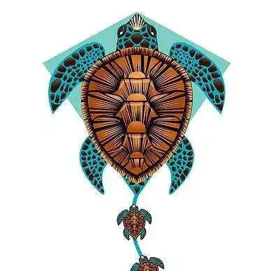 X-Kites DLX Diamond Einleiner-Drachen/Kinderdrachen (Eddy/1-Leiner) rtf (flugfertig) Turtle 67 cm x 63 cm grün/braun