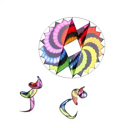 X-Kites - 3D-Einleiner-Drachen/Kinderdrachen (1-Leiner) rtf (flugfertig) Circle Wing 90 cm x 90 cm Polyestertuch mit Druck Gfk-Gestänge rainbow