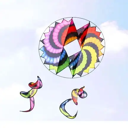 X-Kites - 3D-Einleiner-Drachen/Kinderdrachen (1-Leiner) rtf (flugfertig) Circle Wing 90 cm x 90 cm Polyestertuch mit Druck Gfk-Gestänge rainbow