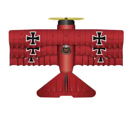 11111WindNSun 3D-Einleiner-Drachen/Kinderdrachen (1-Leiner) rtf (flugfertig) Red Baron 90 cm x 130 cm Polyestertuch mit Druck Gfk-Gestänge rot/weiß/schwarz