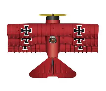 11111WindNSun 3D-Einleiner-Drachen/Kinderdrachen (1-Leiner) rtf (flugfertig) Red Baron 90 cm x 130 cm Polyestertuch mit Druck Gfk-Gestänge rot/weiß/schwarz