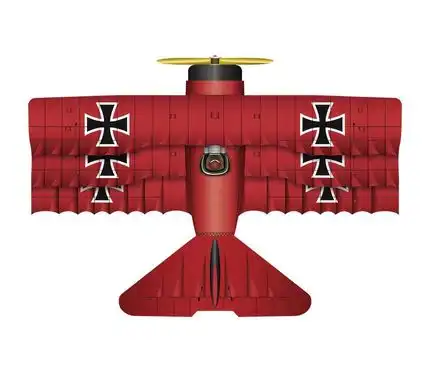 WindNSun 3D-Einleiner-Drachen/Kinderdrachen (1-Leiner) rtf (flugfertig) Red Baron 90 cm x 130 cm Polyestertuch mit Druck Gfk-Gestänge rot/weiß/schwarz
