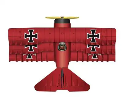 WindNSun 3D-Einleiner-Drachen/Kinderdrachen (1-Leiner) rtf (flugfertig) Red Baron 90 cm x 130 cm Polyestertuch mit Druck Gfk-Gestänge rot/weiß/schwarz