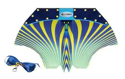Stuntglider Skytrix 30 cm x 30 cm blau/gelb Kunststoff Glider inkl. elastischem Halteseil und Handbuch