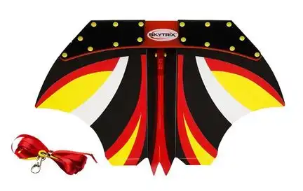 Stuntglider Skytrix 30 cm x 30 cm schwarz/rot/gelb Kunststoff Glider inkl. elastischem Halteseil und Handbuch