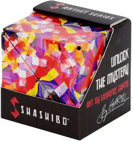 11111Shashibo Cube - Geometrischer Magnetwürfel - magnetisches 3D-Lernpuzzle - geometrisches Spielzeug für Kinder und Erwachsene "CONFETTI" 6 x 6 x 6 cm 105 g