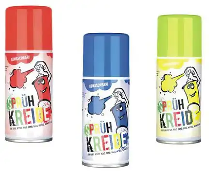 Elliot Sprühkreide - 3 x 150 ml "3er Set" rot blau gelb abwaschbares Fun-Kreidespray (Markierspray) für Spiel Spaß und Fantasie