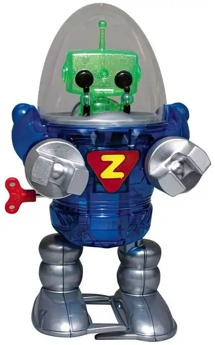 11111Aufziehfigur Rogan - großer Roboter zum Aufziehen - zum Sammeln Spielen Verschenken Höhe ca. 22 cm blau Läufer